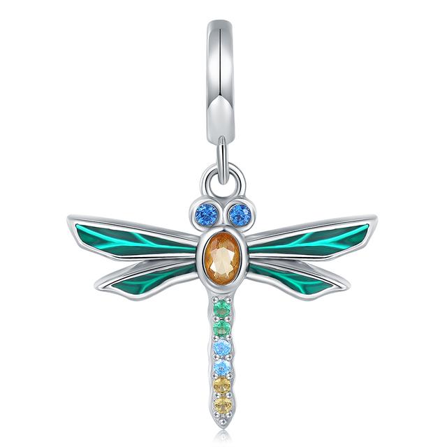 

Стерлингового серебра 925 пробы, милые подвески в виде стрекозы, подходят для европейского браслета, ожерелья, ювелирные изделия, подарки для женщин и девочек, день рождения, летний день