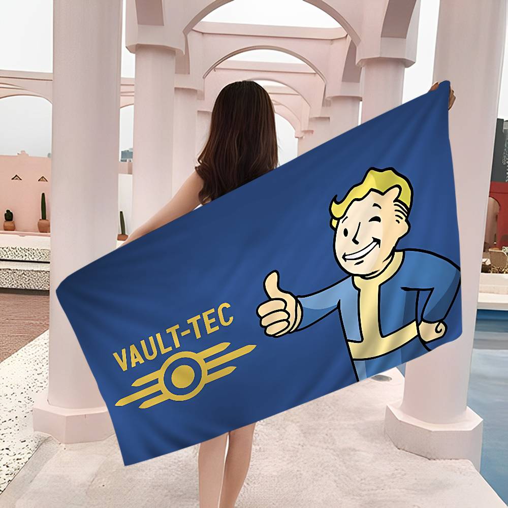 V-Vault-Tec F-Fallout Logo Bath Towel Microfiber Soft Water Absorbing Breathable For Girl Kids Decorative Cartoon Beach Towel