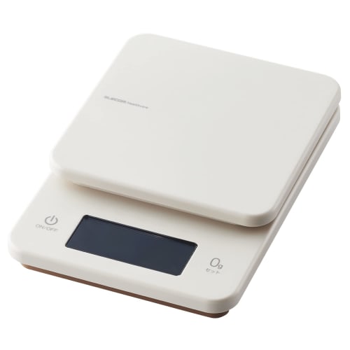 Elecom Kitchen Scale, 3kg Maximum, 0.5g Minimum, Backlight, 0g Display, Auto Power Off, Ivory, HCS-KSA01IV