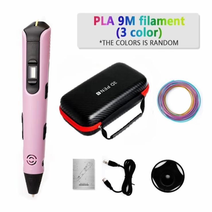 Kreatywny zestaw długopisów 3D (z filamentem 9m i etui do przechowywania), Profesjonalne narzędzie do druku 3D, Idealne dla hobbystów rękodzieła 3D i profesjonalistów od projektowania