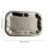 1PCS Stainless Steel Rectangular Tray with Embossed Design for Kitchen Living Room Storage Durable Fruit Snack Cake Serving Dish