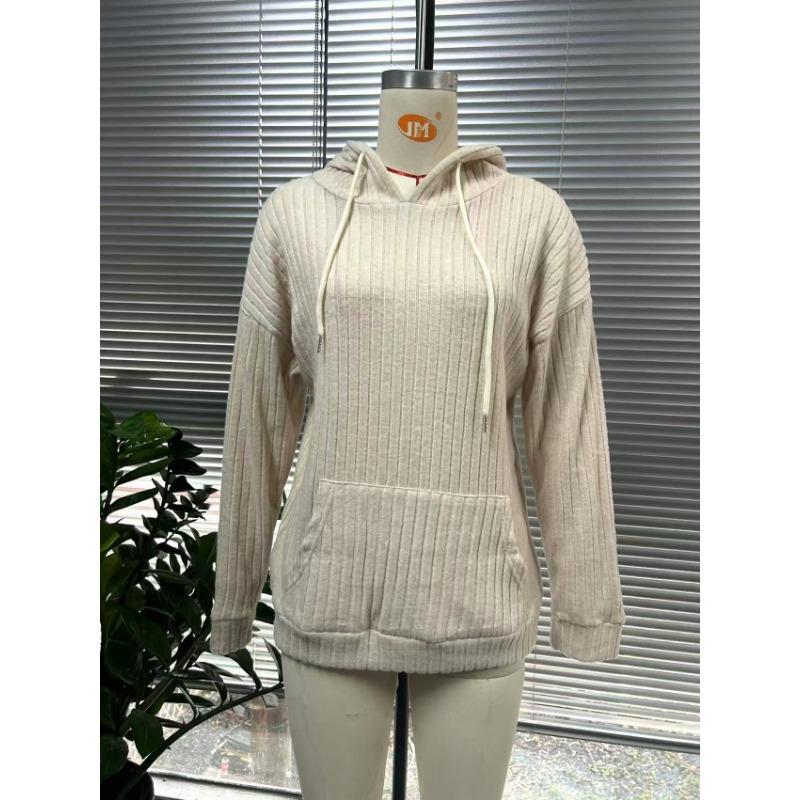 2025 autumn and winter new knitted warm casual all-match women's hooded sweater with pockets 8803