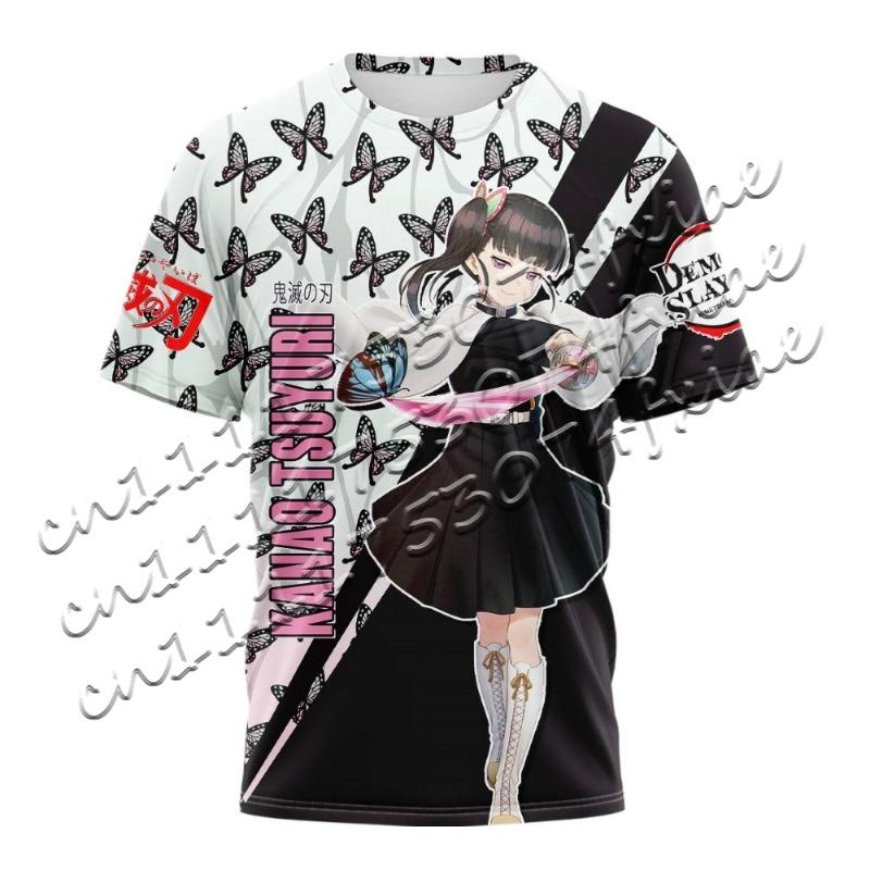Men's/Women's New Tanjiro Kamado T-Shirt Short Sleeve Demon Slayer Water Breathing Print Anime Fan Fashion Casual Streetwear
