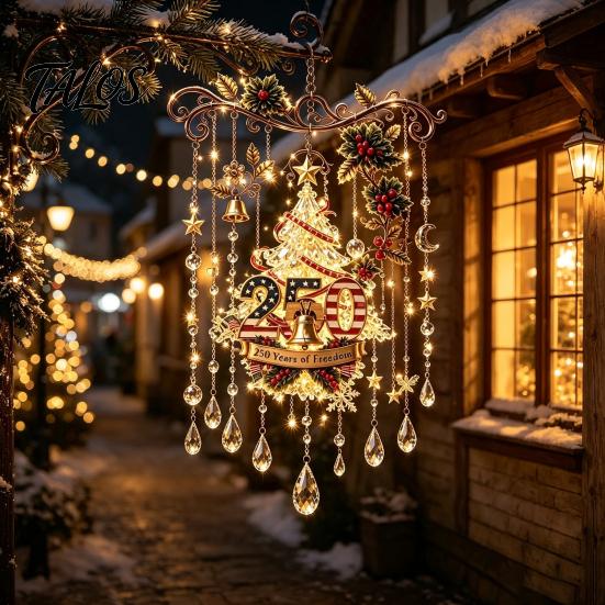 Indoor Outdoor Decorative Chimes Handmade Acrylic Wind for Christmas Window Decoration, Festive Hanging Wall Fireplace Accents Ornaments Outdoor,