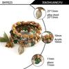 4pcs/set Boho Wooden Beaded Bracelet For Women Leaf Tassels Chain Bangle Bohemia Jewelry Accessory