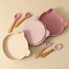 Dropshipping Silicone Baby Feeding Dishes Tableware For Kids Children Sucker Dishes Plate Toddle Training Spoon Baby Stuff