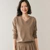 Women's V-Neck Hand-Crocheted Cashmere Sweater - Loose Knit Solid Color for 2026 Autumn/Winter.