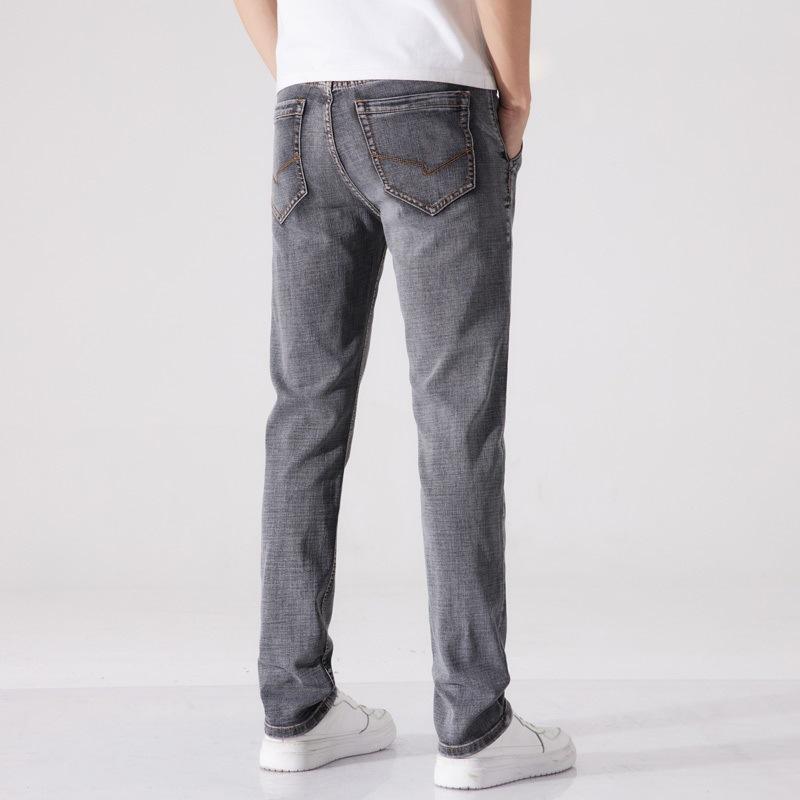 Spring and Summer New Men's Slim Straight Retro Stretch Jeans Trousers Men