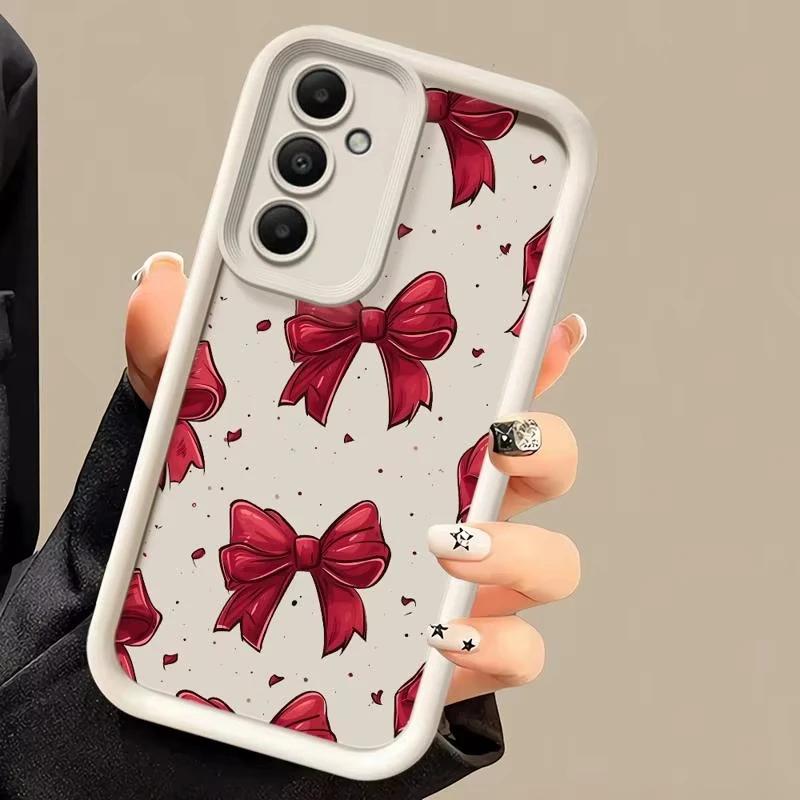 Luxusní červená mašle pro pouzdro Samsung Galaxy S24 S23 S22 S21 Ultra Plus Fe A55 A54 A53 A52 A35 A25 A15 A14 5G Telefon Y2k Kryt