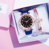 Women'S Watch Fashion Casual Women'S Quartz Watch Simple Rhinestone Flower Disc Watch Star Bracelet Set