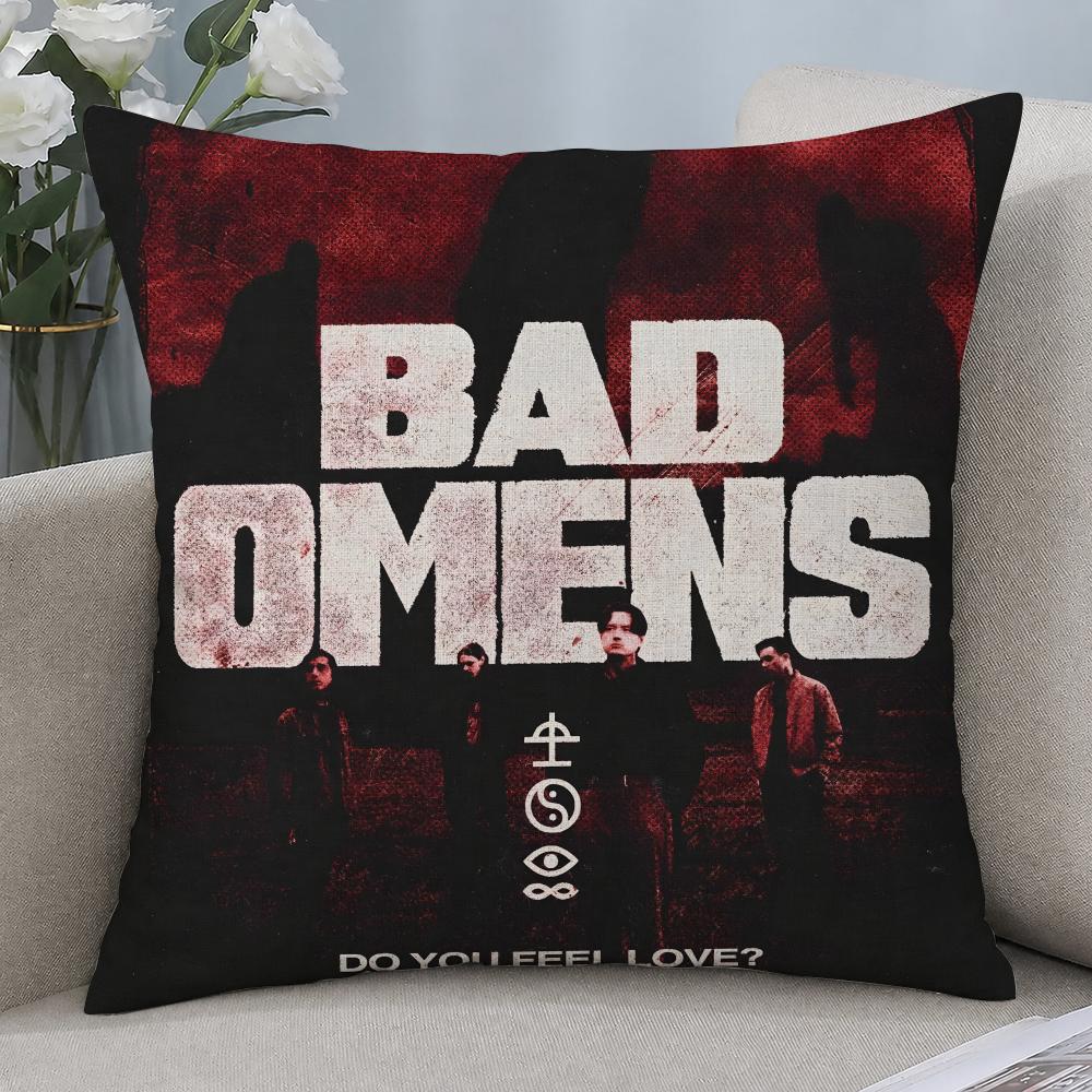 Band Bad Omens Cushion Cover Cushion Covers Natural Linen Breathable Sofa Bedroom Decor Pillowcase