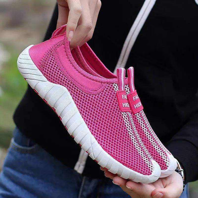 Fashion Sports Ladies Shoes Mesh Breathable Flat Women Footwear Slip On Sale Korean Luxury Offers Comfortable Offer Vulcanized For A H