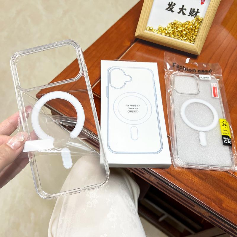 Klare magnetische Acrylhülle für iPhone 16 Pro & iPhone 15 mit weichem Rand & harter Schale
