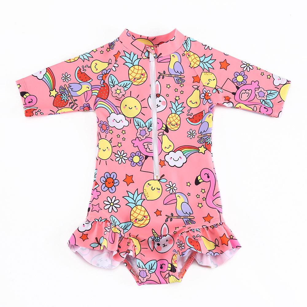 2026 Sun-Protection One-Piece Swimsuit for Girls - Cute Summer Beachwear for Toddlers