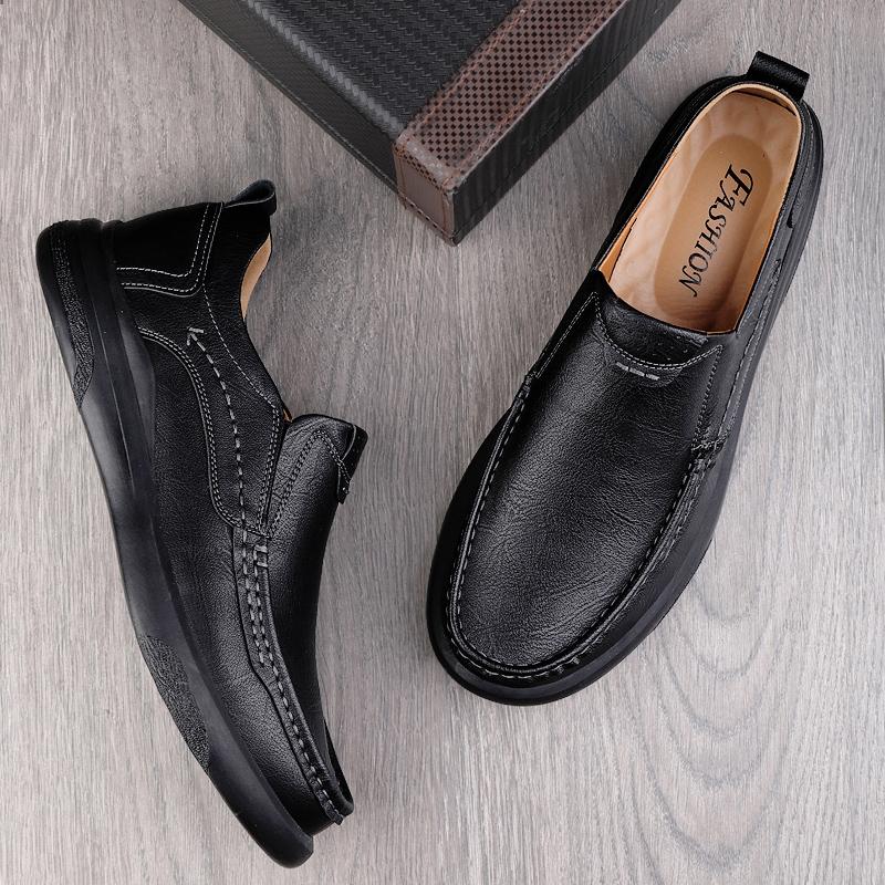 Men Casual Leather Shoes Slip On Genuine Leather Men's Casual Shoes  Summer Men Shoes Handmade Natural Leather Men Loafers