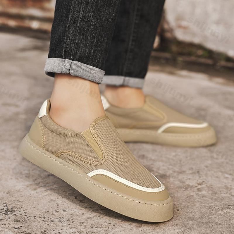 Fashion Breathable Men's Cloth Shoes Lightweight Summer Outdoor Non Slip Casual Flats Vintage Fashion Slip on Comfortable Canvas Shoes