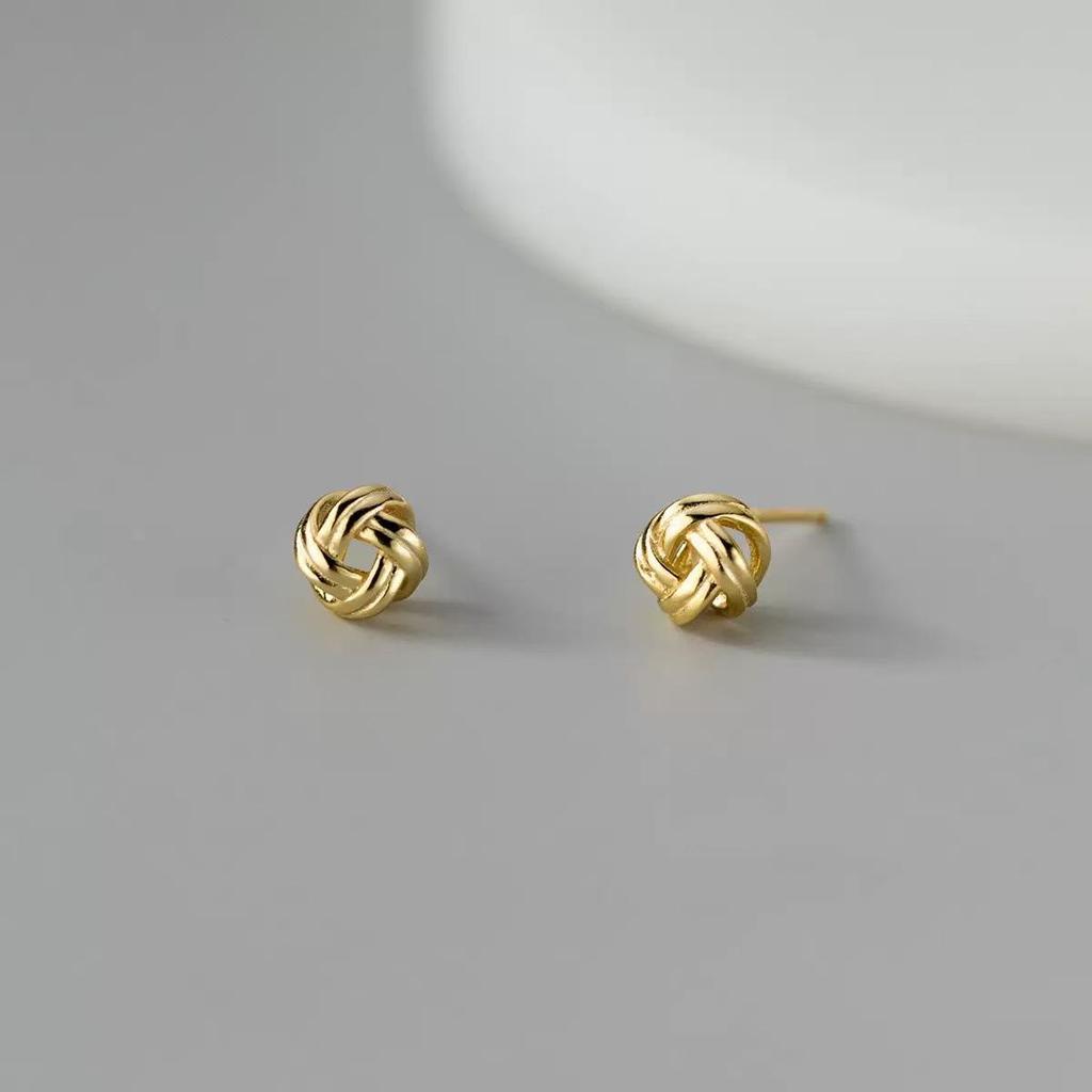 Boucles d'oreilles puces torsadées plaquées or 18 carats en Argent Sterling S925 – Design Unique, Polyvalent et Élégant