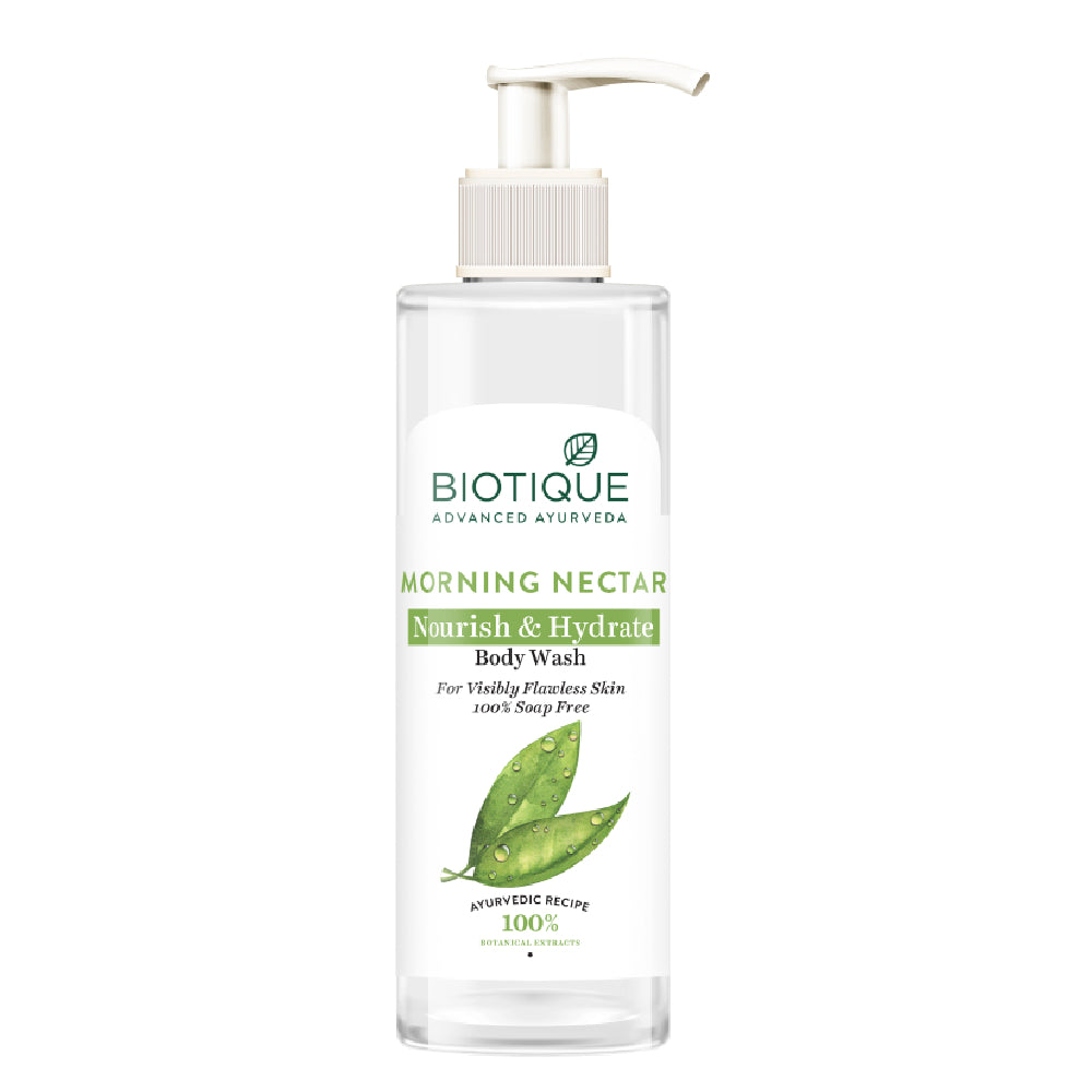 Biotique Morning Nectar Body Wash For Hydrated Glowing Skin, 200ml, Preservative Free, Vetiver Scent, All Skin Types