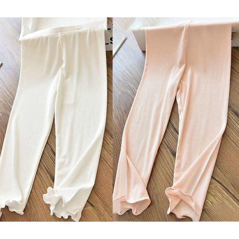 Girls' Mosquito Proof Pants with Fungus Edge Elastic Ice Silk Breathable Slim Fit Leggings for Children and Babies, Thin Pants for Summer