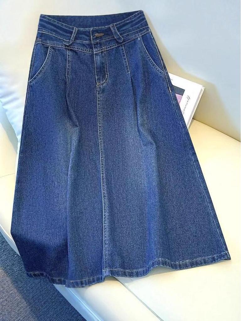 2025 New High-Waisted Mid-Length Denim Skirt - Slimming & Versatile for Petite Women