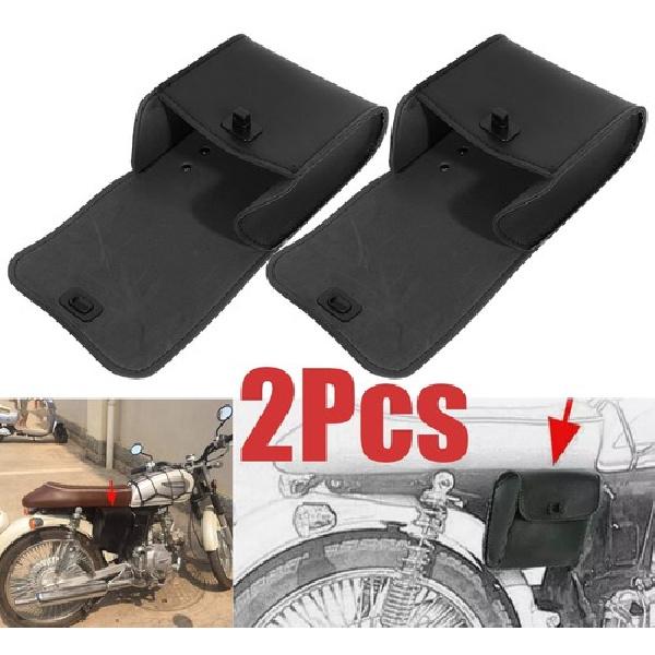 2x Motorcycle Saddle Luggage Pu Leather Side Tool Bag Storage Universal Black US