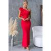 Summer Fashion Mesh Slim Slant Shoulder Off-Shoulder Sexy Medium and Long Dress 88259-2