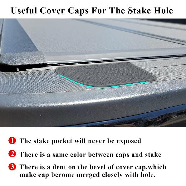 TTCR-II For GMC Sierra And Chevy Silverado Bed Rail Stake Hole Covers -2024 2025, Truck Bonneau Covers Stake Pocket Plugs For Sierra