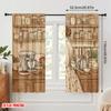 2pcs 2D flat printing Curtains Vintage Kitchen Cake Baking Polyester Without Electricity Festive Curtains for Holiday Decor