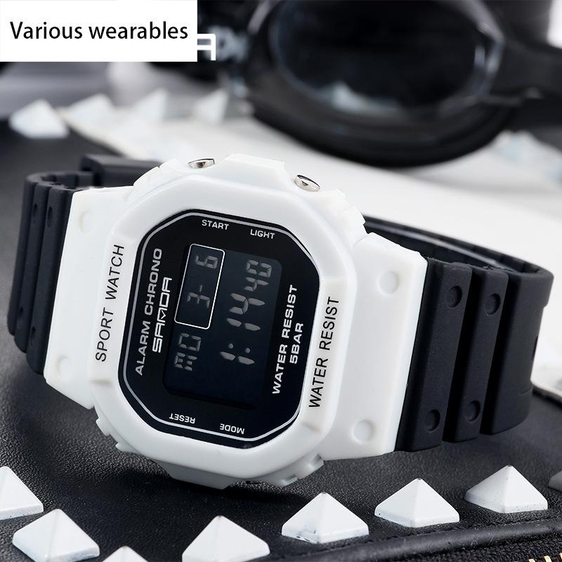 Quadratische multifunktionale elektronische Uhr Sportuhr wasserdichte im Dunkeln leuchtende Studentenmodeuhr