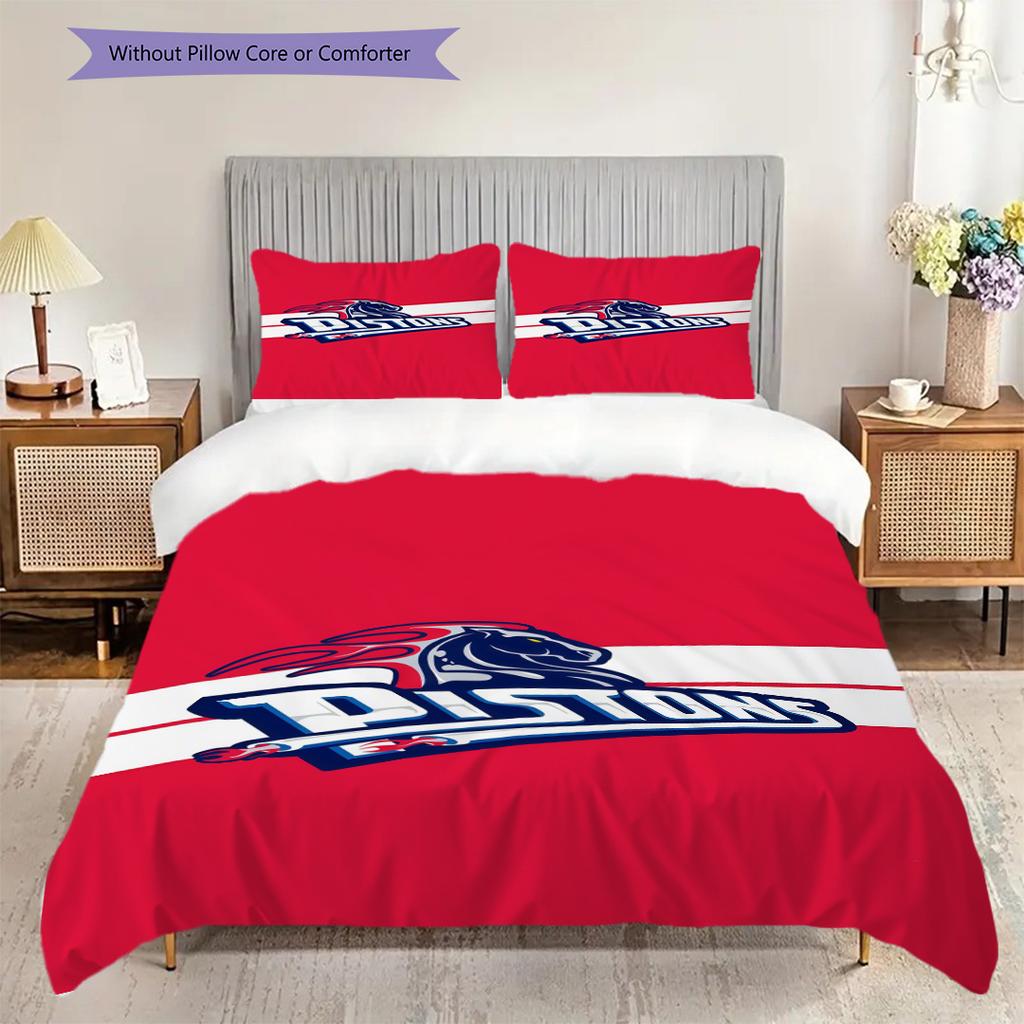 Detroit Pistons Basketball Spirit Three-piece set(1 * duvet cover + 2 * pillowcase, without core) Duvet cover and pillowcase Soft and comfortable