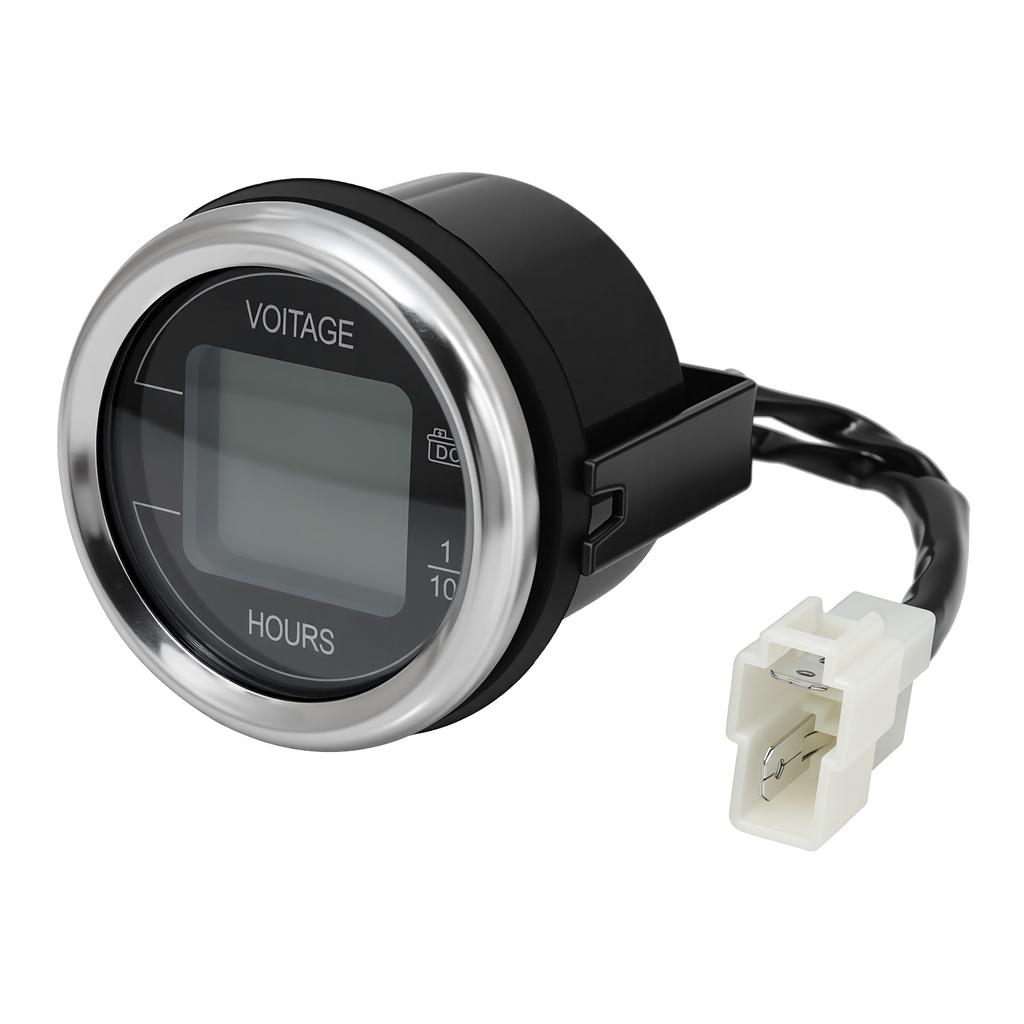 2'' 52MM 2 In 1 Car Voltage + Hour Display Gauge LED Digital Meter Waterproof Voltmeter Round Voltage Meter Volt Detector 12V24V