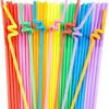 200pcs Colorful Bendy Straws Extra Long 33cm Disposable Plastic Drinking Straws for Parties, Birthday, Wedding, Drinks Decor JXB
