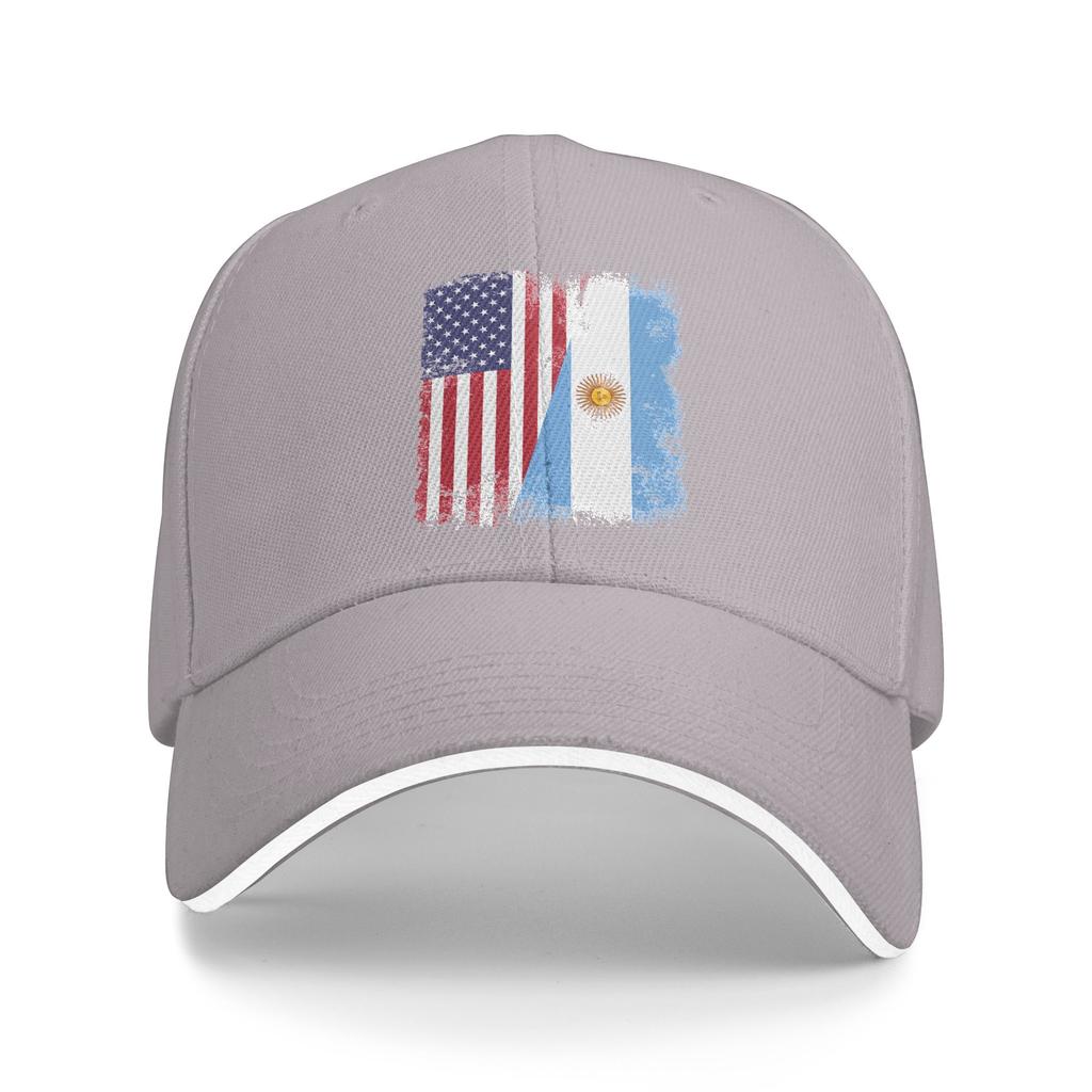 Half Argentinian Flag Vintage Argentina USA Sun Baseball Cap Summer Streetwear Trucker Hat For Couple Outdoor Gym Snapback Cap