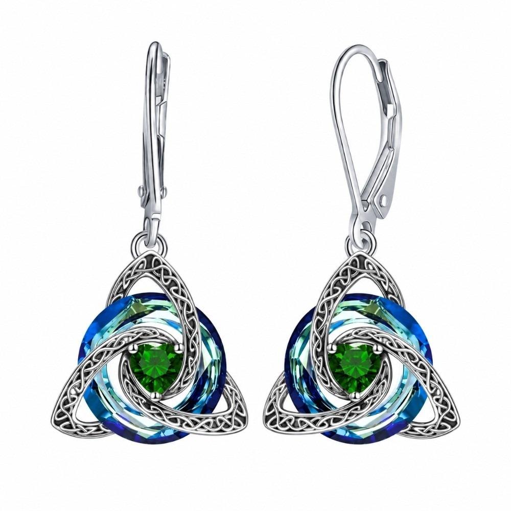 1 Pair 12 Birthstone Option Celtic Knot Earrings Stainless Steel Pendant Earrings Daily Wear