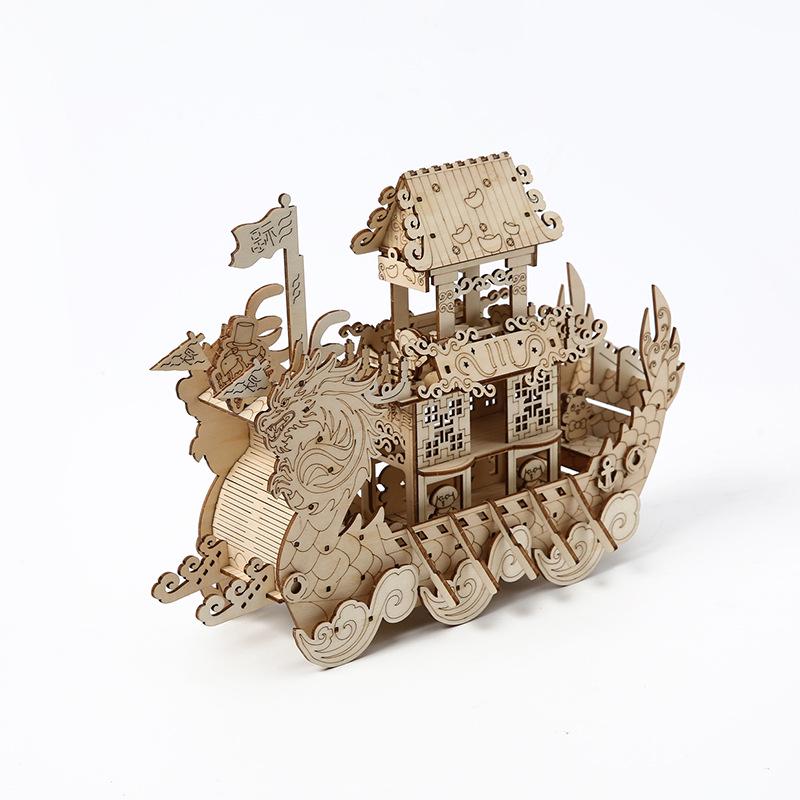 

Dragon Boat 3D Wooden Jigsaw Puzzle - Handmade DIY Educational Toy & Ornament