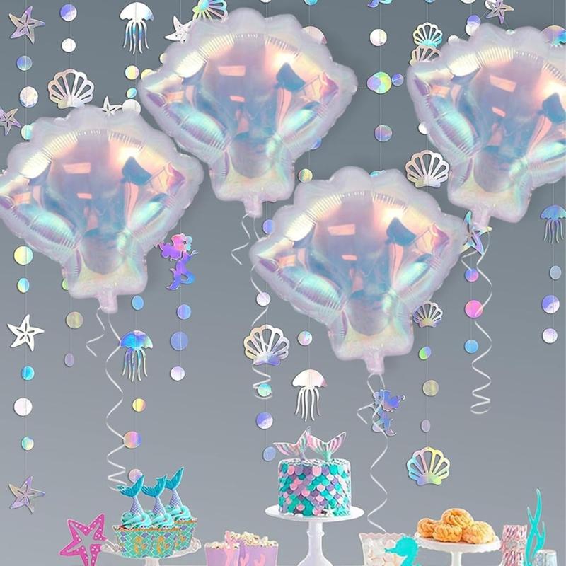 10PCS Aluminum Sea Shell Shaped Balloons Metallic Finish Party Supplies Ocean Theme Celebration Decorations