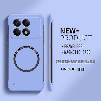 Ultra Thin Hard PC Magnetic Frameless Phone Case For Xiaomi Poco F6 Pro F6Pro X6 Pro Matte Pure Color Shockproof Solid Cover