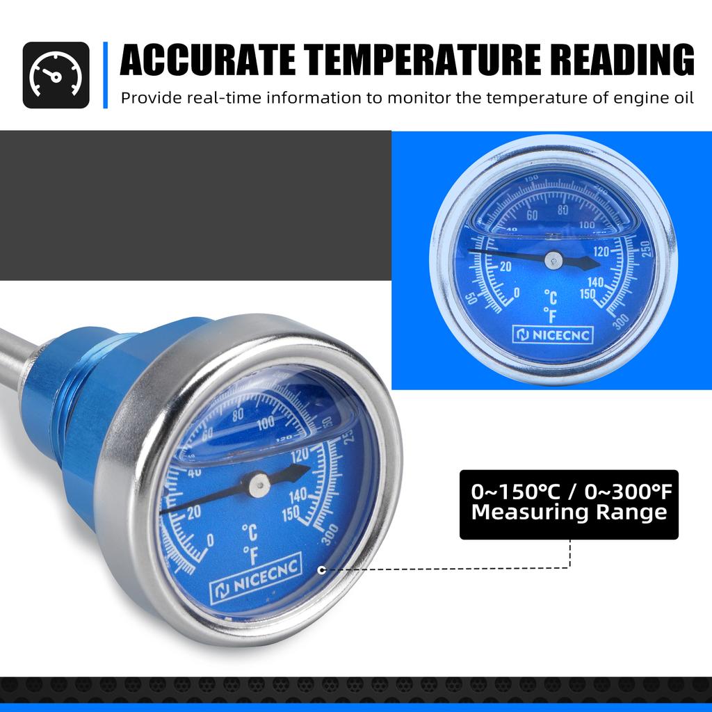 NICECNC For Suzuki DRZ400 DRZ400S DRZ400SM DR-Z 400 S SM 2000-2024 Aluminum Motorcycle Oil Temperature Thermometer Dipstick