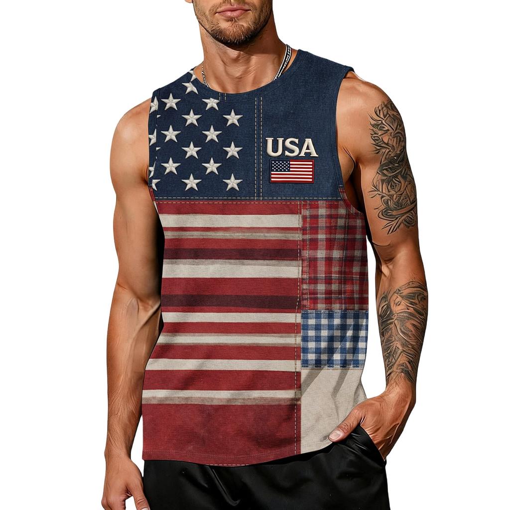 Men 4th Of Shirts USA Muscle Sleeveless Shirt Patriotic Tank Tops
