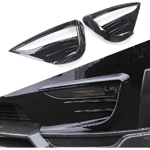 Yhcdsea For -2024 Tesla Model Y Front Fog Light Cover Trim Eyebrow Frame Decorative Accessories (Matt Black)