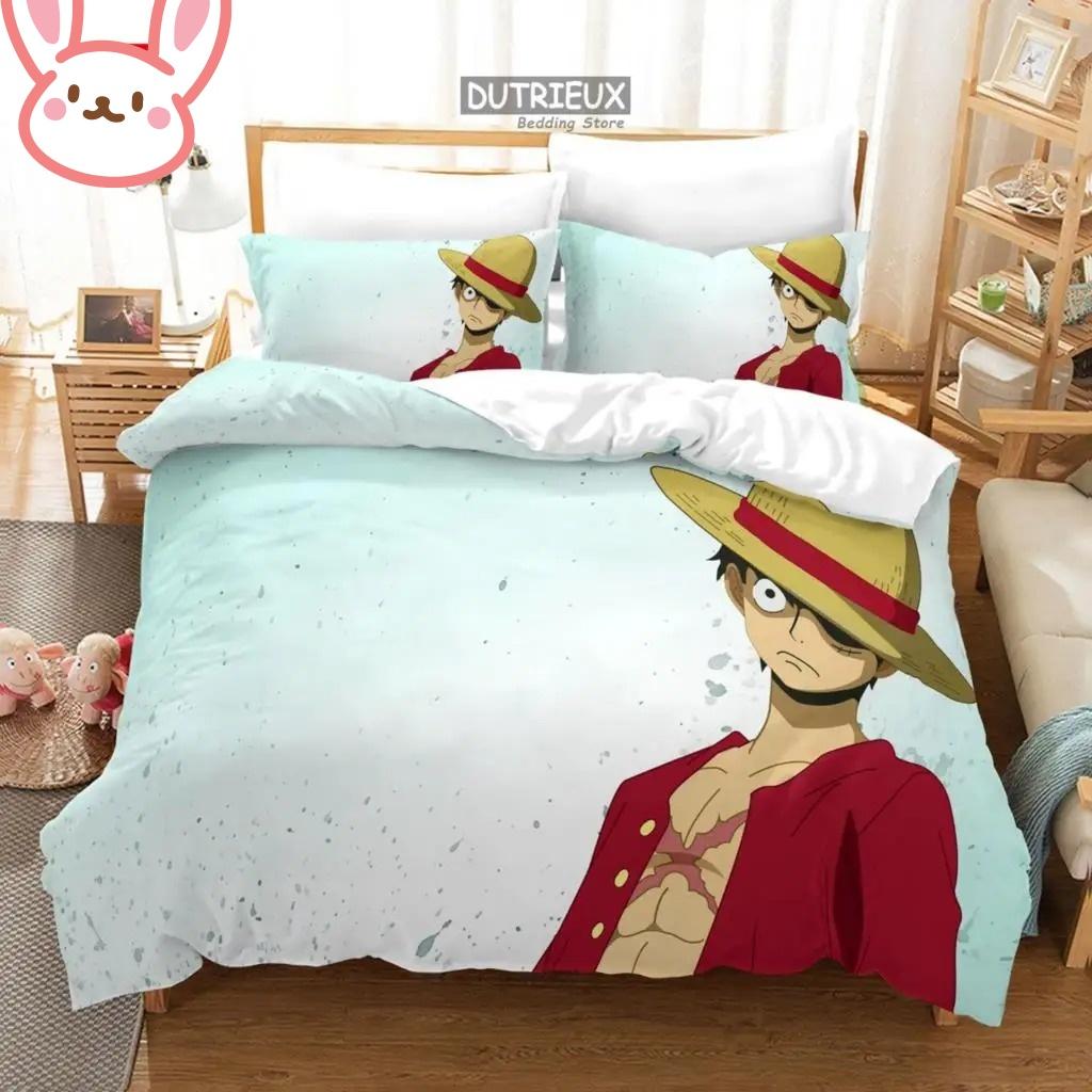 3D Heißer Verkauf Einteiliges Bettbezug-Set Luffy Sauron Anime Bettwäsche-Set Bettbezug mit 2 Kissenbezügen Schlafzimmer-Dekoration Teenager Beste Geschenke