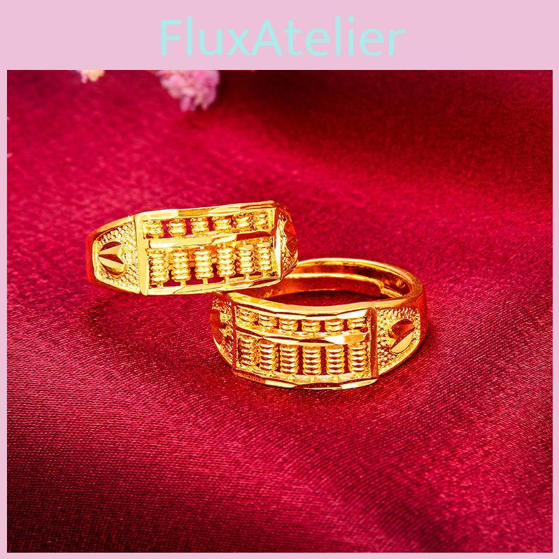 Vietnamese Sand Vintage Gold Abacus Open Ring Elegant Brass Gold Plated Jewelry Gift For Women