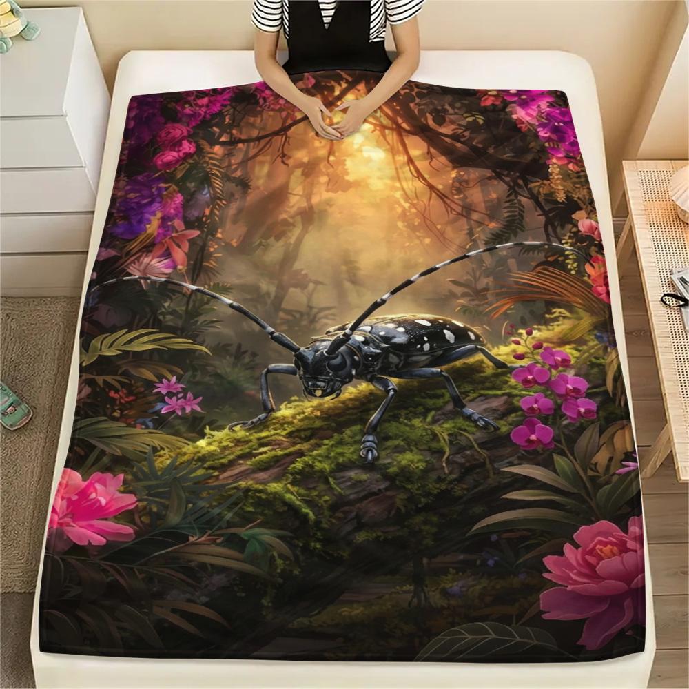 1PC Structural composition Print FlAannel Blanket, High quality Comfortable for All Seasons, Home Decor, Warmth and Comfort