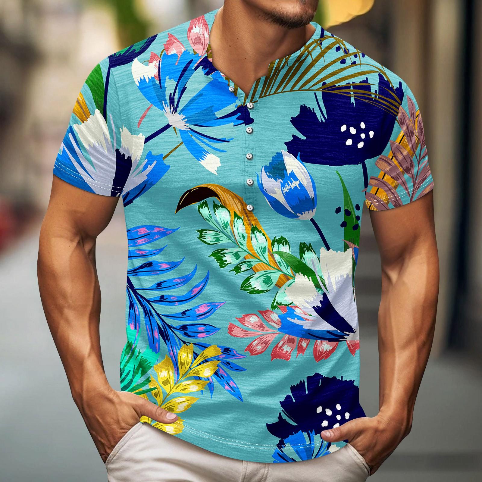 

Мужская футболка с принтом на открытом воздухе, свободный топ с короткими рукавами на пуговицах в стиле ретро XXL