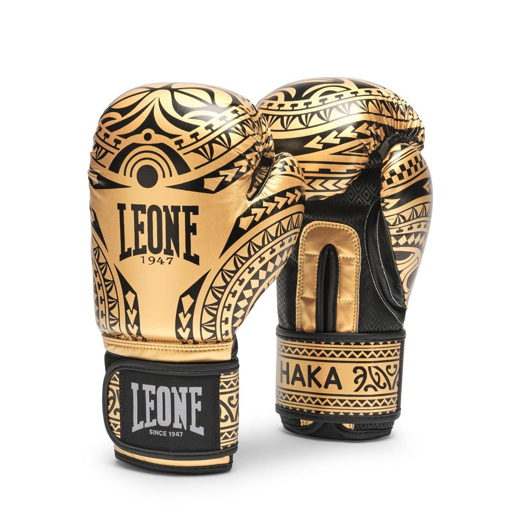 LEONE 1947 Boxing Gloves Unisex Synthetic Leather Outer PU Pad Velcro Fastener Clasp GN329 [HAKA] (12oz) Gold/Black [Genuine Product]