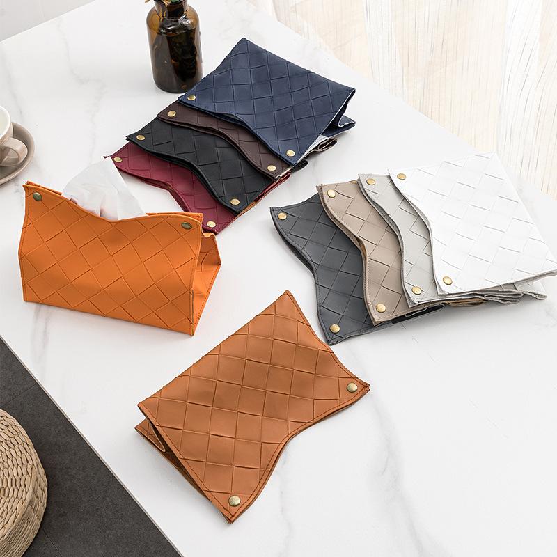 Scatola per fazzoletti in PU pelle intrecciata a quadri Nordic Moderno Americano Soggiorno Hotel Tavolo Scatola per fazzoletti Porta fazzoletti da auto Economico