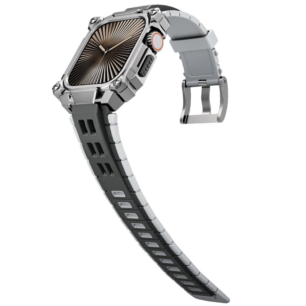 Rubber Straps+Metal Protect Case for Apple Watch Series 11 10 46mm Breathable Silicone Band for IWatch 11 46MM Modification Kit