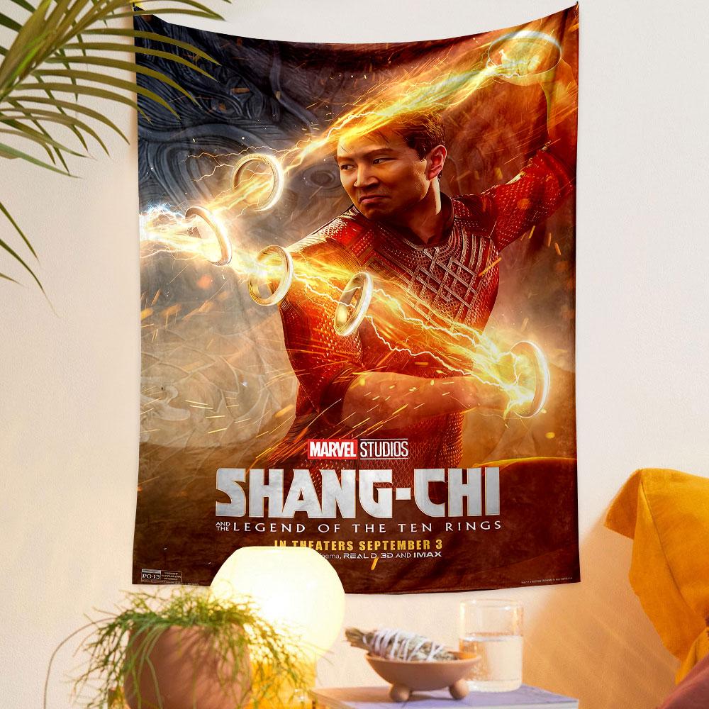 Shang-Chi Legend of Ten Rings Tapestry Wall Hanging, Marvel Kung Fu Hero Art, Action Wall Decor for Bedroom Gaming Room