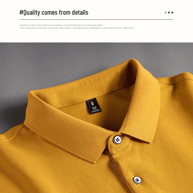 Hengyuanxiang Men's Cotton Blend Long Sleeve Polo Shirt with Pocket