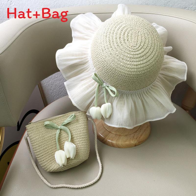 Fairy Tale Girl Sun Hat With Large Brim For Summer Beach Party And Vacation Beige